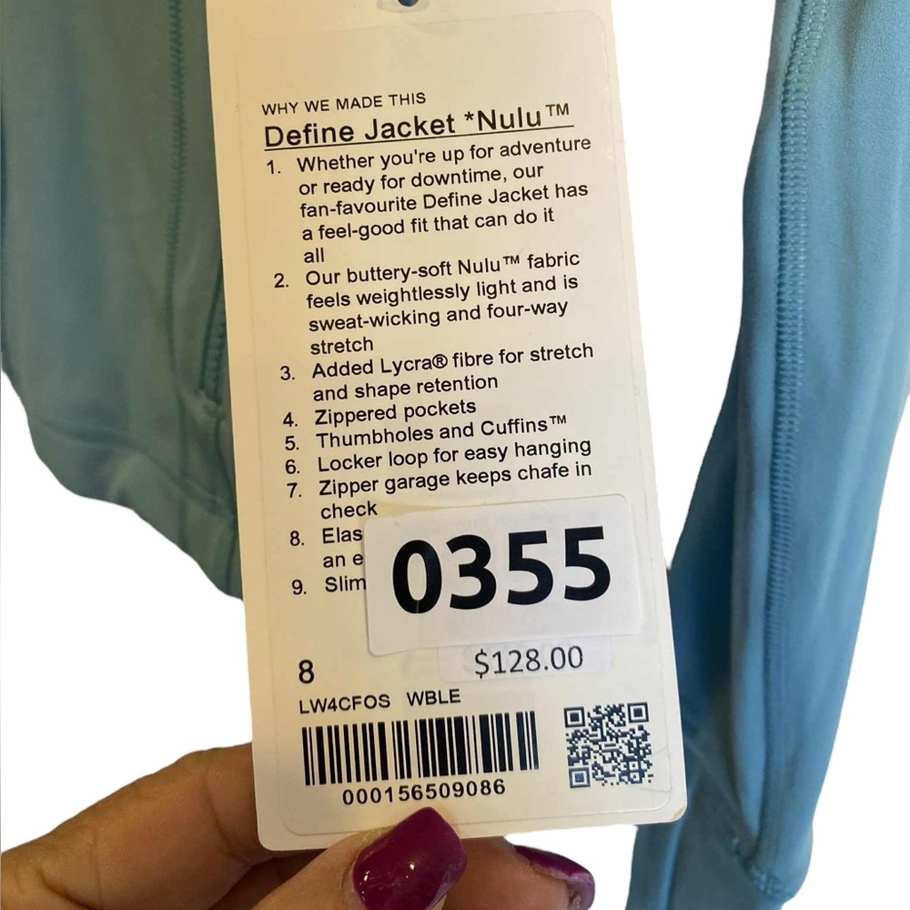 NWT Lululemon define jacket WASHED BLUE Size: 8 - Picture 5 of 5